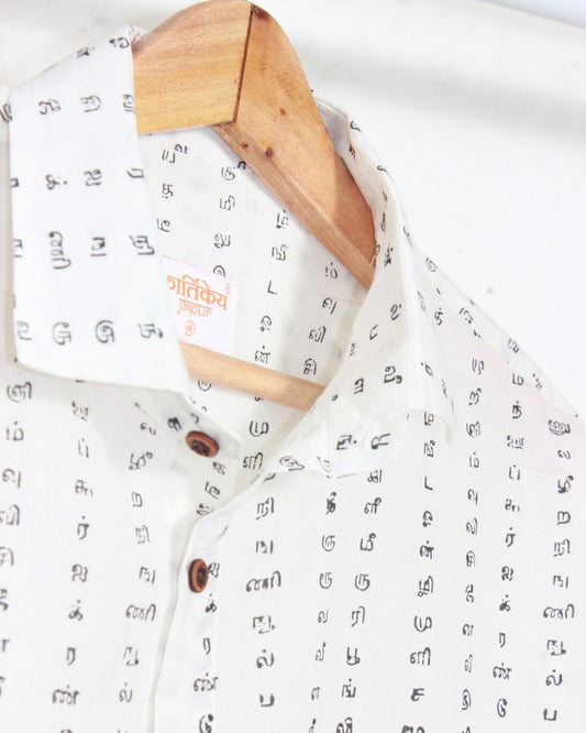 Tamil Full Sleeve Classic Alphabet Print Organic Shirt