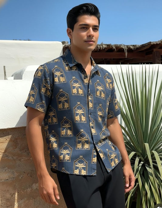 Kartikeya Jaipur Cow Print Cotton Shirt for Men