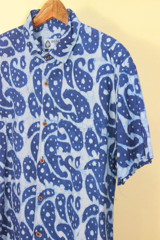 Paisley Print Indigo Shirt for Men