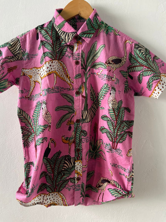 Jungle Print Vintage Shirt for Kids- Oversized