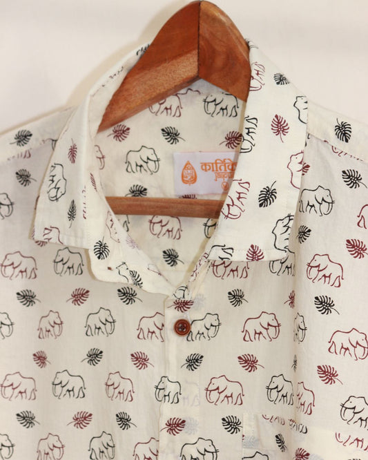 Elephant Print Ethnic Full Sleeve Men's Shirt