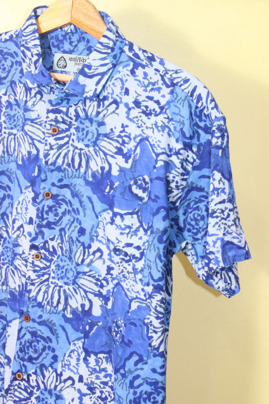 Abstract Print Shirt for Men in Indigo