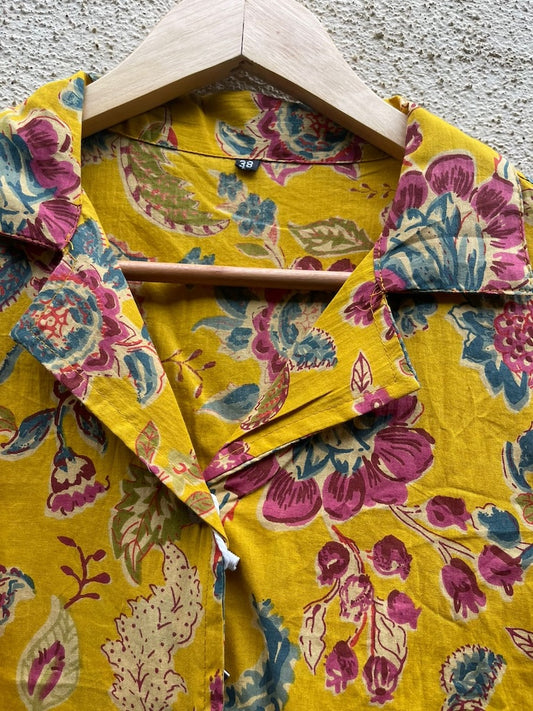 Floral Print Half Sleeve Cotton Shirt for Women