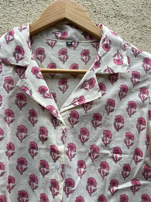 Floral Print Half Sleeve Cotton Shirt for Women