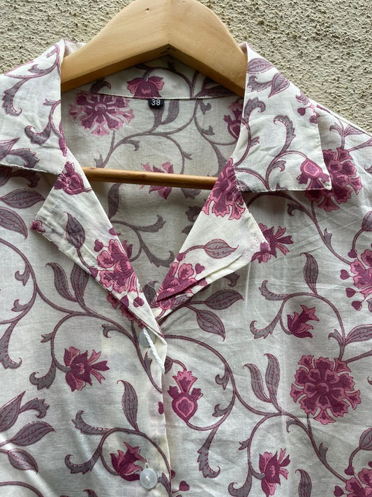 Floral Print Half Sleeve Cotton Shirt for Women