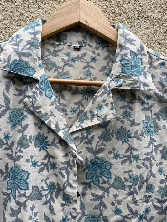 Floral Print Half Sleeve Cotton Shirt for Women
