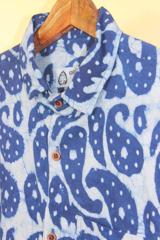 Paisley Print Indigo Shirt for Men