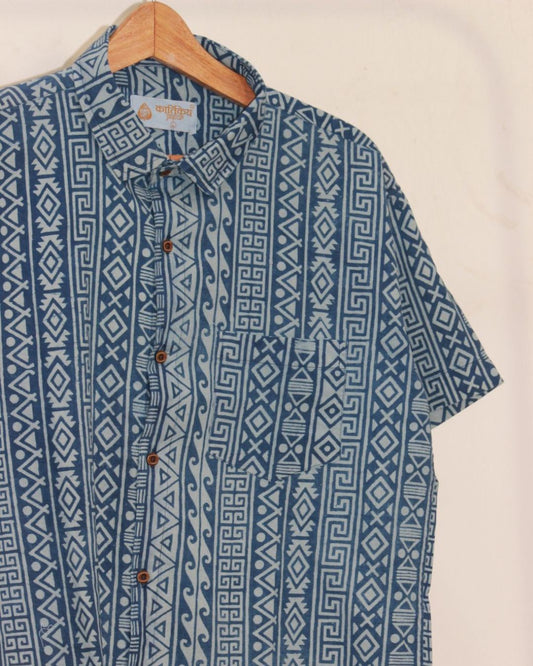 Stripe Tribal Geometric Print Shirt for Men