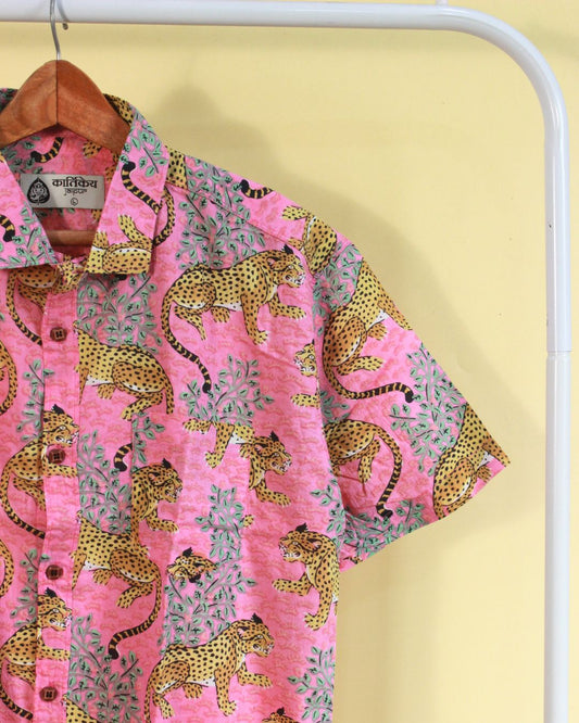 Animal Print Hand Block Half Shirt