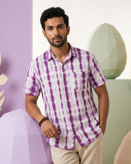 Lavender Tie Dye Cotton Shirt