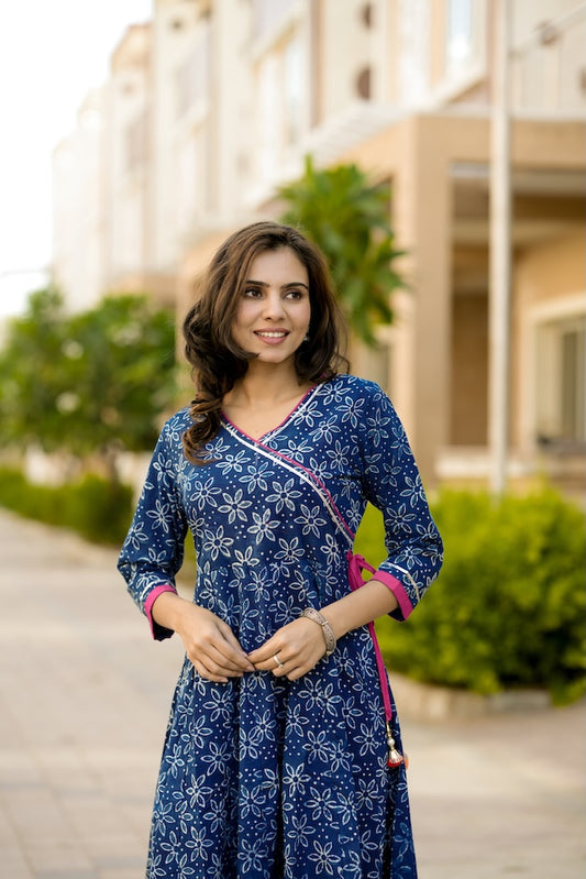 Anarkali kurti Set with Gota lace