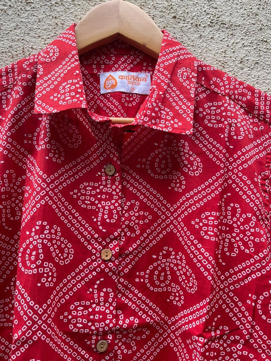 Bandhej Oversized Half Shirt for Women By Kartikeya Jaipur