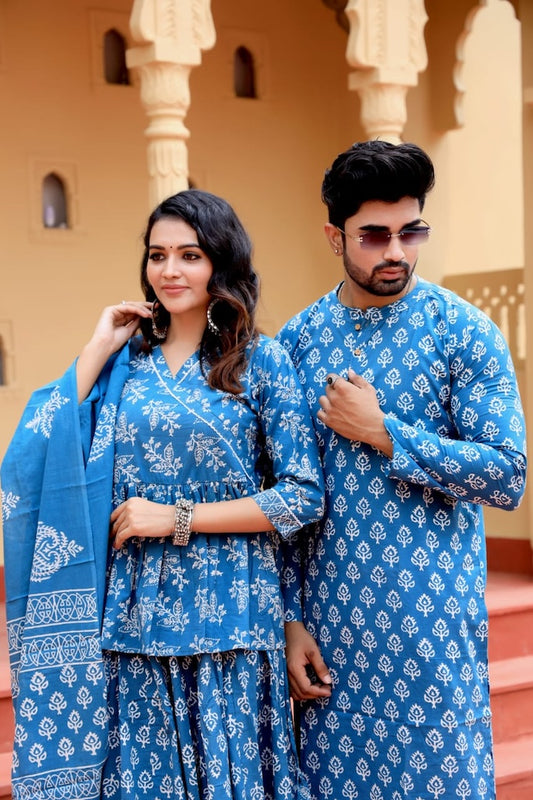 Couple Matching Kurta and Lehenga