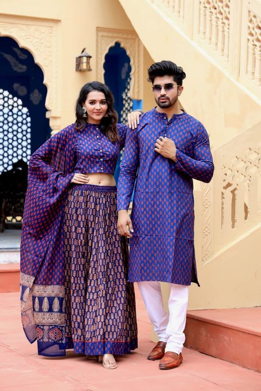 Couple Matching Kurta and Lehenga