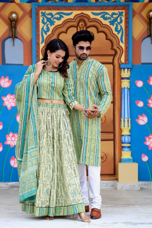 Couple Matching Kurta and Lehenga