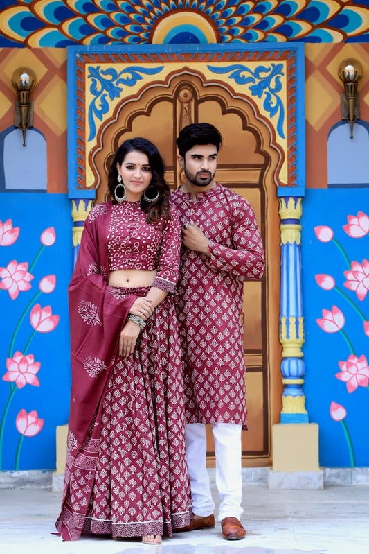 Couple Matching Kurta and Lehenga