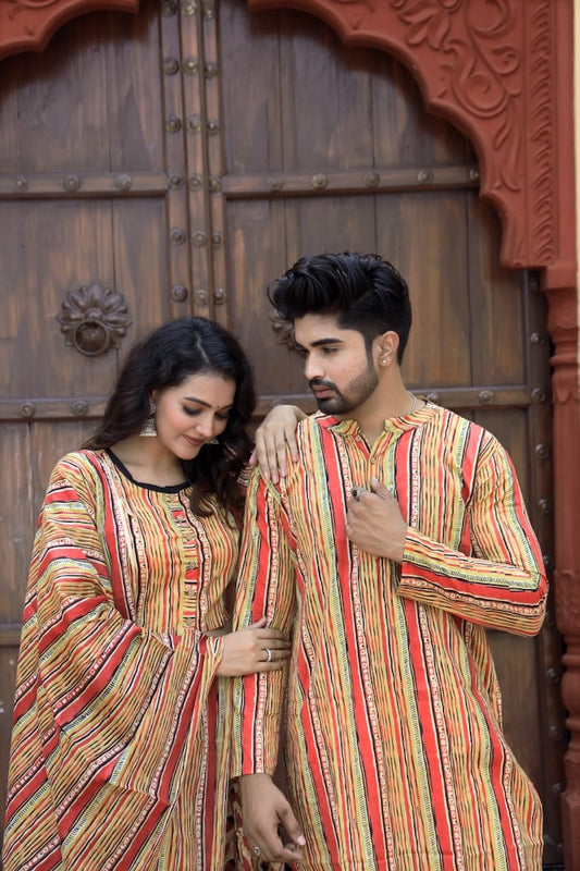 Couple Matching Kurta and Lehenga