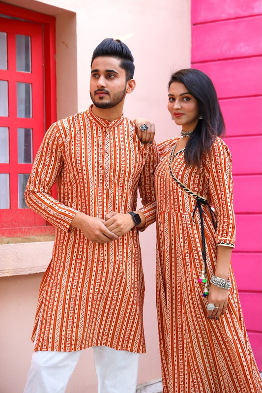 Anarkali Kurti with Gota lace & Men's Kurta Payzama