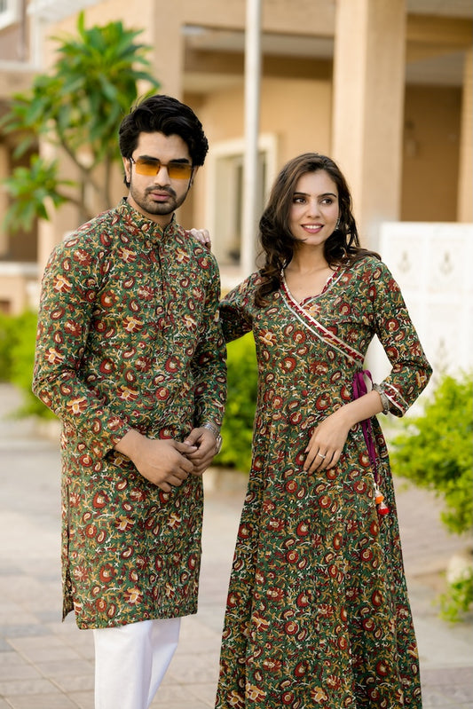 Anarkali Kurti with Gota lace & Men's Kurta Payzama
