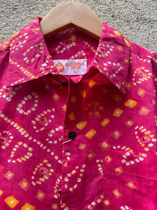 Traditional Bandhani Print F/S Shirt for Men - Festive Edit