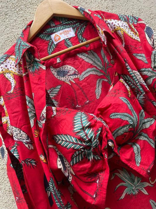 Jungle Print Vintage Shirt & Bralette Combo Set