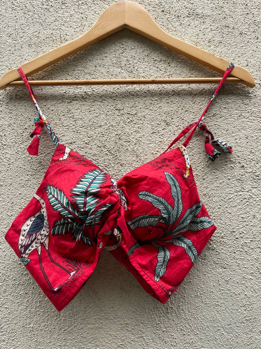 Jungle Print Cotton Padded Lace Bralette