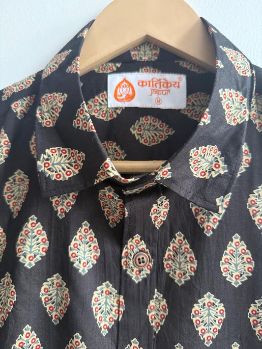Ajrakh Print Cotton Mens Full Sleeves Shirt