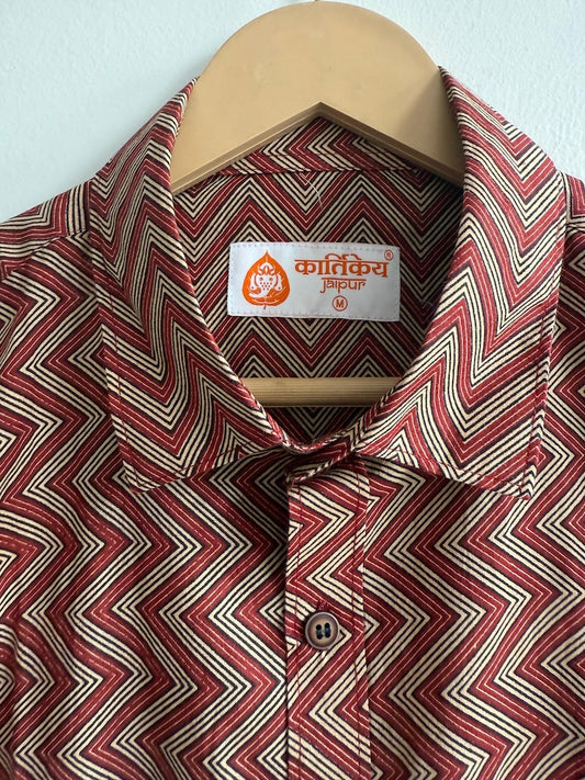 Ajrakh Print Cotton Mens Full Sleeves Shirt