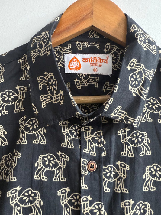 Camel Print Cotton Mens Full Sleeves Shirt