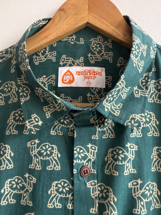 Camel Print Cotton Mens Full Sleeves Shirt