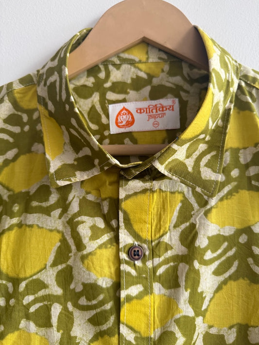 Festive Edit Cotton Mens Full Sleeves Shirt - Haldi Print