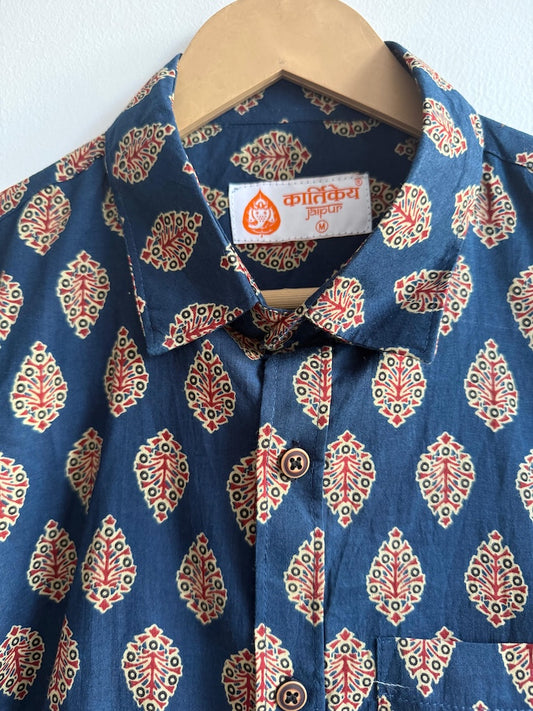 Sanganeri Print Traditional Cotton Shirt For Men