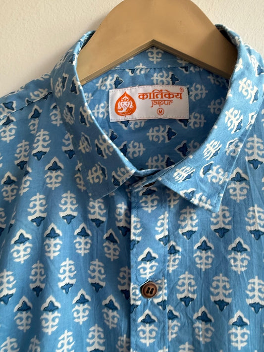 Sanganeri Print Cotton Full Sleeve Shirt For Men