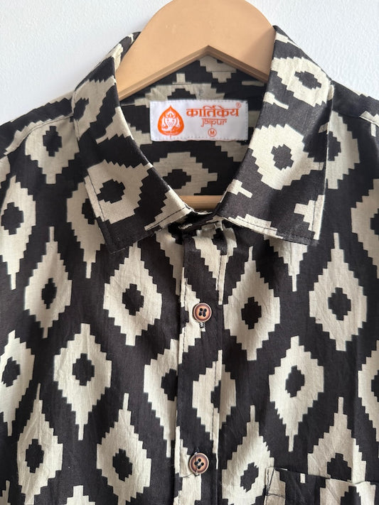 Ikat Print Cotton Full Sleeve Shirt For Men