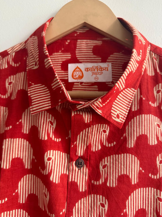 Elephant Print Cotton Mens Full Sleeves Shirt - Ganesha Special