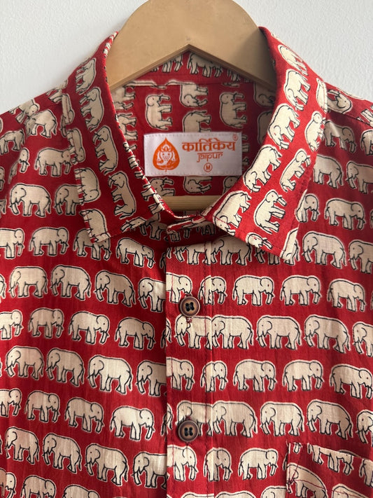Elephant Print Cotton Mens Full Sleeves Shirt - Ganesha Special