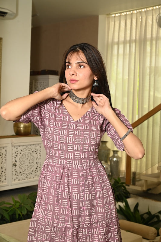Hand Block Printed One  Piece Dress