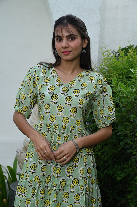 Hand Block Printed One  Piece Dress
