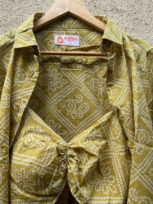 Bandhej Print Shirt & Bralette Combo Set - Oversized