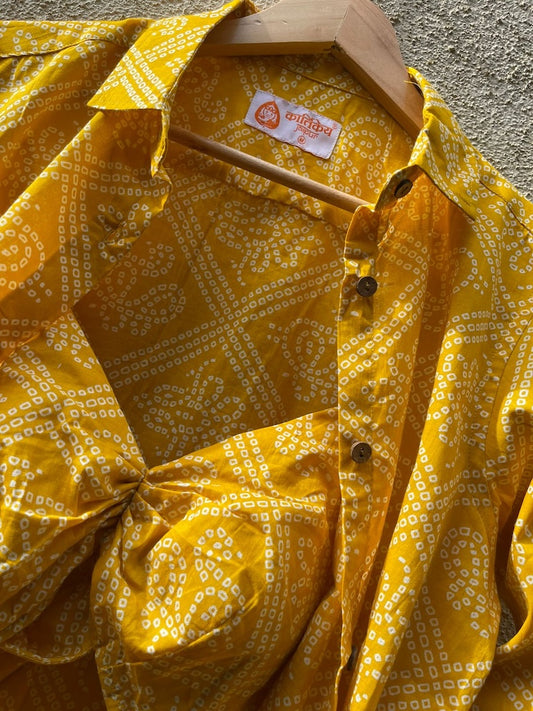 Bandhej Print Shirt & Bralette Combo Set - Oversized