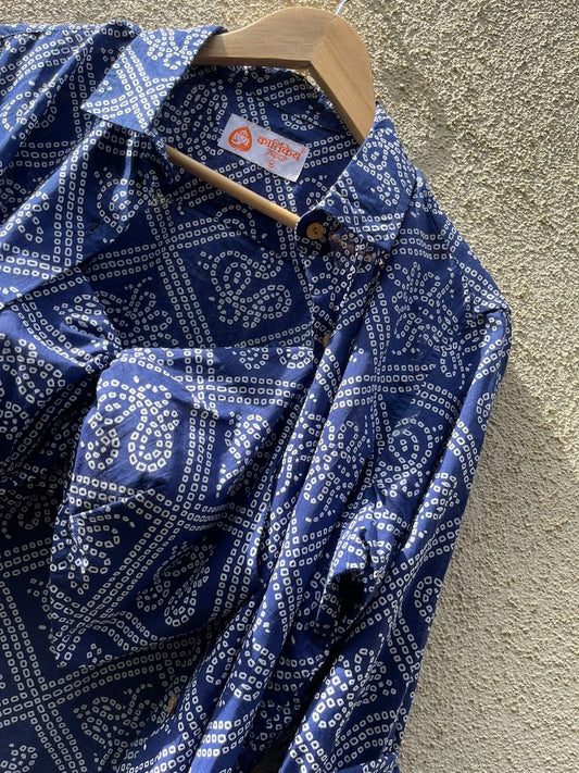 Bandhej Print Shirt & Bralette Combo Set - Oversized