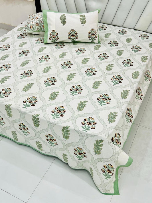 Premium Hand Look King Size Bedsheet with 2 Reversible Pillow Cover