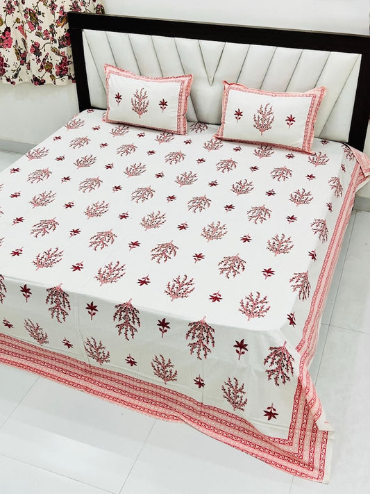 Premium Hand Look King Size Bedsheet with 2 Reversible Pillow Cover