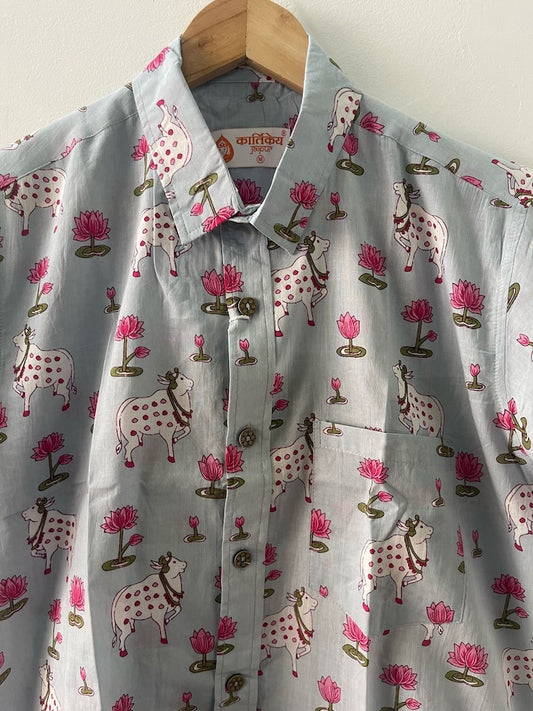 Kartikeya Jaipur Mens Pichwai Cow Print Cotton Shirt