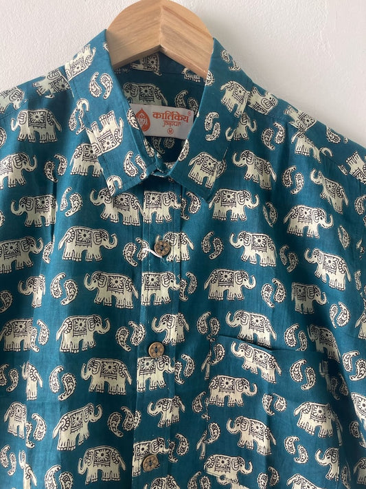 Kartikeya Jaipur Elephant Print Cotton Shirt For Men