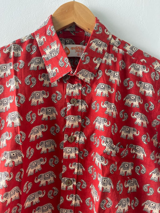 Kartikeya Jaipur Elephant Print Cotton Shirt For Men
