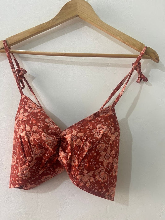 Floral Print Cotton Lace Bralette
