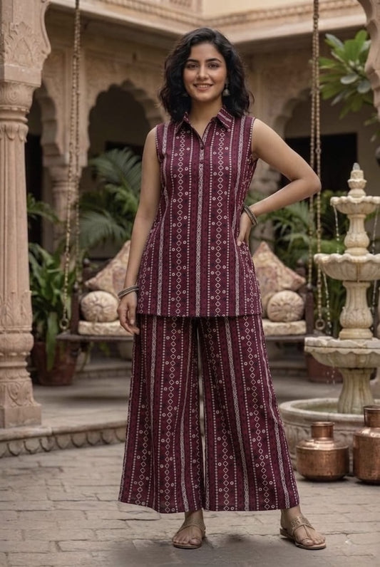 Block Printed Pure Cotton Women Co-ord Set