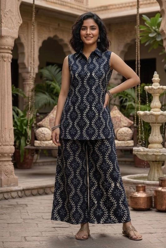 Block Printed Pure Cotton Women Co-ord Set