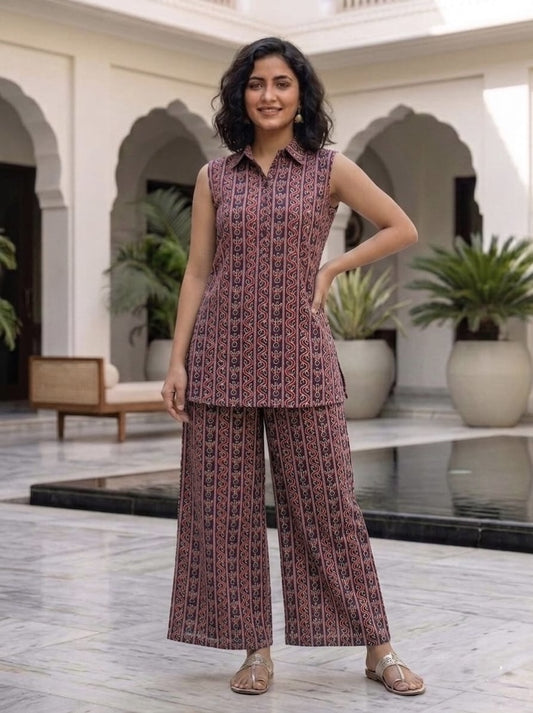 Block Printed Pure Cotton Women Co-ord Set